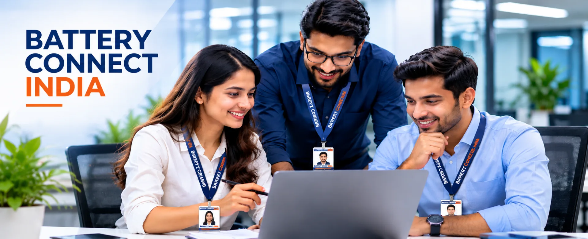 The Battery Connect India team working together at a laptop
